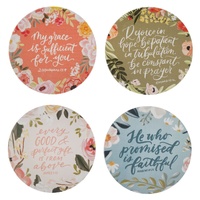 Ceramic Coaster Set of 4: Faithful Florals Assorted