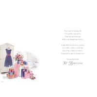 Card - 30th Birthday Dresses & Flowers