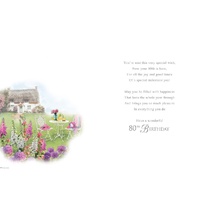 Card - 80th Birthday Cottage Scene