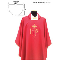 Chasuble & Stole - Cross & IHS [Colour: White]