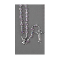 Rosary Crystal Aurora Borealis Pink - 7mm Beads