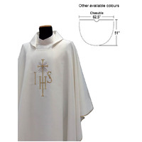 Chasuble & Stole - Cross & IHS [Colour: White]