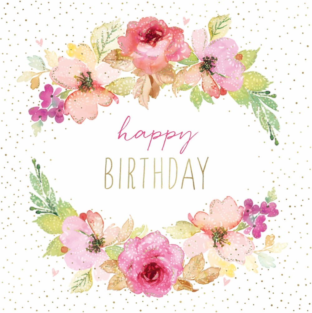 Card - Happy Birthday Floral Wreath | Gatto Christian Shop