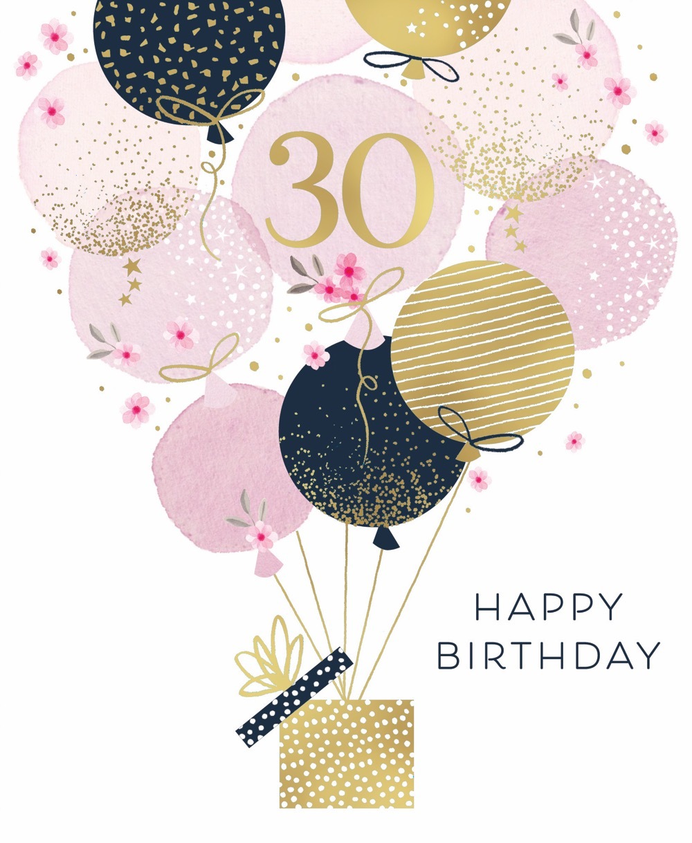 Card - 30th Birthday Female Balloons | Gatto Christian Shop
