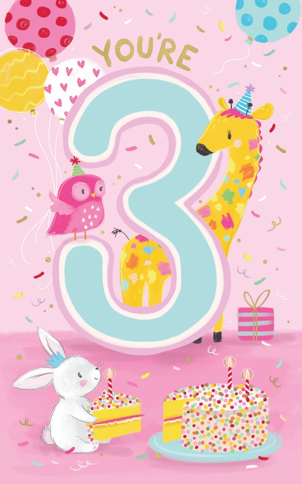 Card - Happy 3rd Birthday Party Animals | Gatto Christian Shop