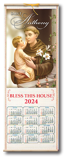 2024 Wood Scroll Calendar - St Anthony | Gatto Christian Shop
