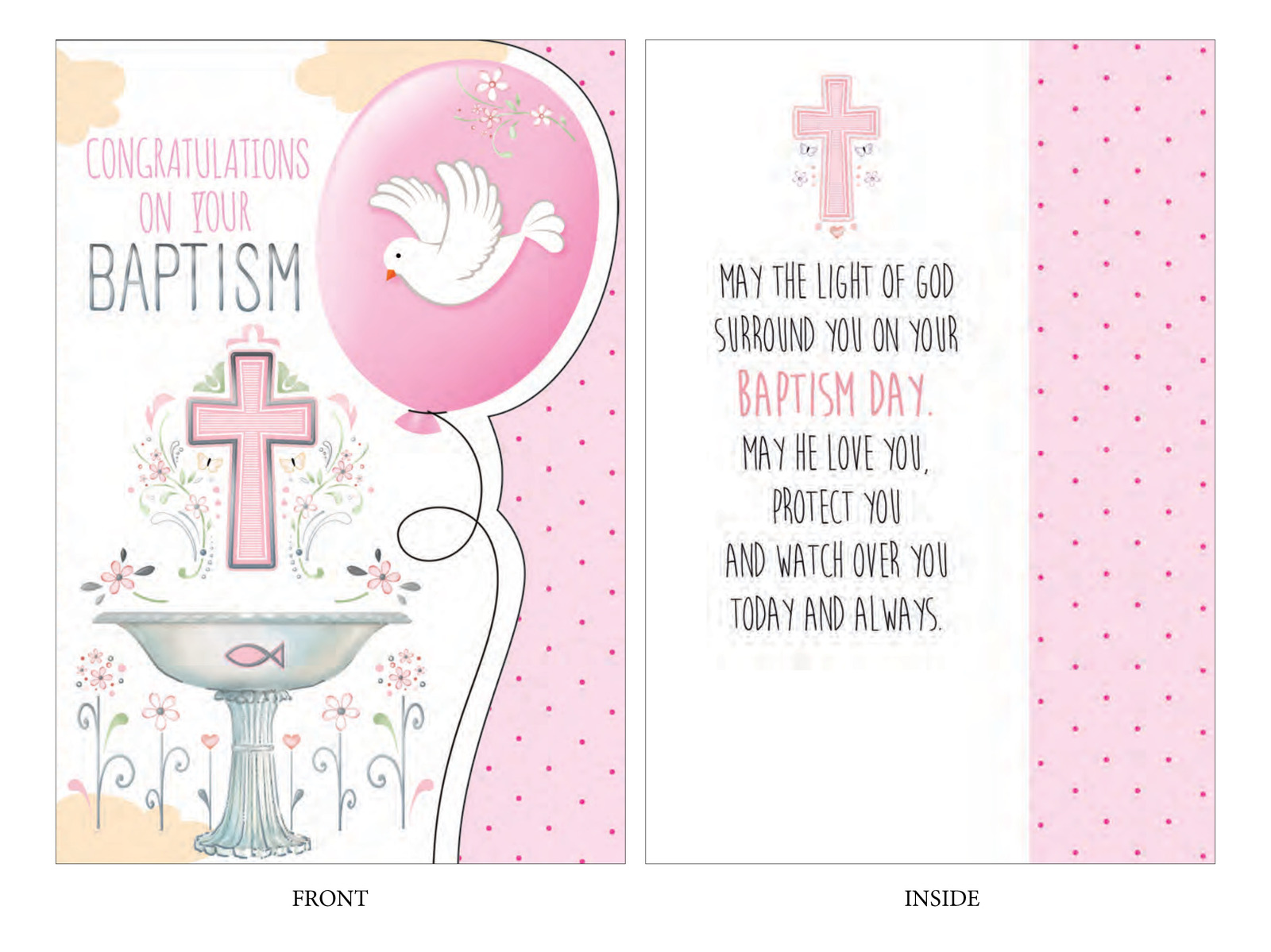 Card Baptism Congratulation Pink Gatto Christian Shop