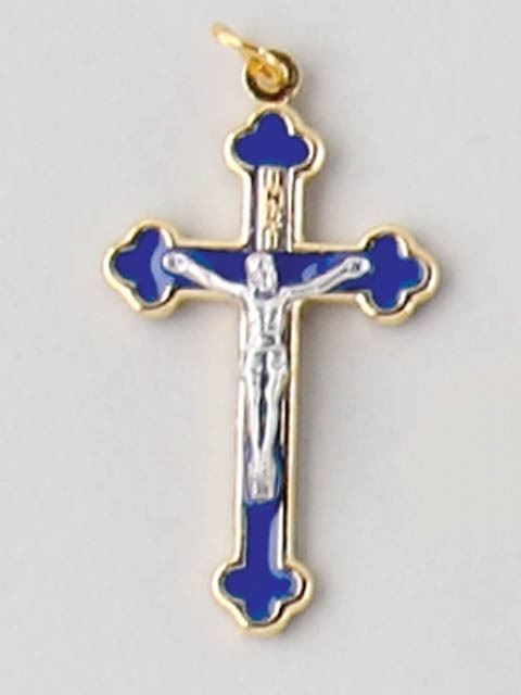Crucifix - Blue Enamel 40mm
