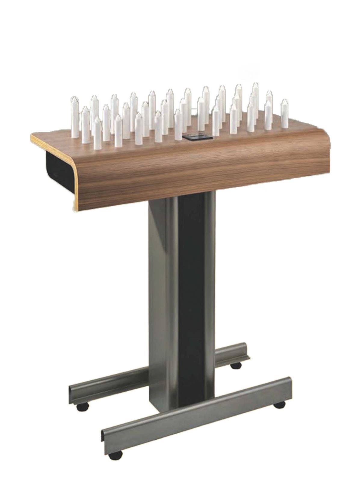 Votive Candle Stand Electric Rounded Wood Finish Gatto Christian Shop