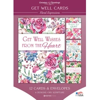 Boxed Cards Get Well, Floral Expressions (NIV)