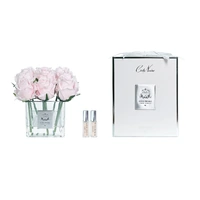 Nine Rose Bud French Pink Blush Perfumed Flower Square Vase