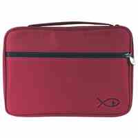 Bible Cover Burgandy with Fish Symbol