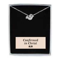 Confirmation Silver Dove Pendant-Small with diamante