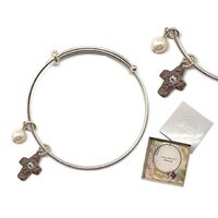 Bracelet Expandable Silver - Pearl and Cross
