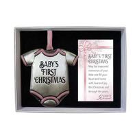 Christmas Ornament - Baby's First Christmas Pink 76 x 76mm