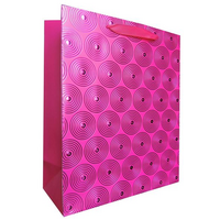 Gift Bag - Medium - Pink Stripes Glitter Star