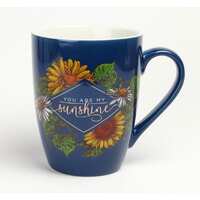 Ceramic Mug: You Are My Sunshine, Navy/Yellow Flowers (355ml)