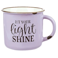 Camp Style Ceramic Mug: Let Your Light Shine, Lavender/White (390ml)