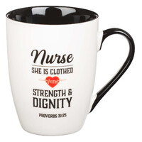 Ceramic Mug: Nurse Strength and Dignity, Dark Inside (355ml)