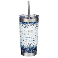 Stainless Steel Tumbler: Be Still (Psalm 46:10) Blue/Navy (532 Ml)