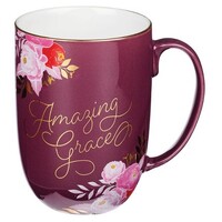 Ceramic Mug: Amazing Grace, Mulberry Pink/Gold (444 Ml)