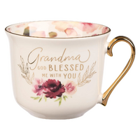 Ceramic Mug: Grandma Blessed, Pink/Purple Floral Inside (414ml)