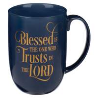 Ceramic Mug: Blessed is the One Who Trusts in the Lord, Navy/Gold (444 Ml)