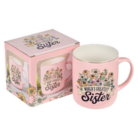 Ceramic Mug: World's Greatest Sister, Pink, Foil Accents (414 Ml)