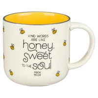 Ceramic Mug Honey Bee White and Yellow (440 ml)