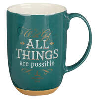 Ceramic Mug: With God All Things Are Possible, Green (444 Ml)