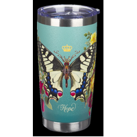 Stainless Steel Travel Mug, 532 ML: Hope Teal Butterfly (Isaiah 40:31)