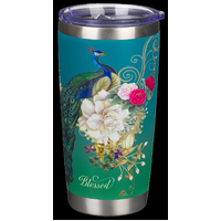 Stainless Steel Travel Mug, 532 ML: Blessed Blue Peacock (Jer. 17:7)