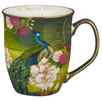 Ceramic Mug, 473ml: Blessed Blue Peacock (Jer 17:7)