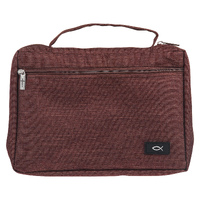 Bible Cover Brown Polyester Canvas Large : Fish Symbol