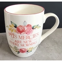 Ceramic Mug: Mercies are New, Lam. 3:22-23, Teal Floral