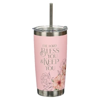 Stainless Steel Tumbler: Lord Bless & Keep You, Num. 26, Pink