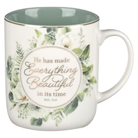 Ceramic Mug: Everything Beautiful Floral Green