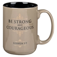 Ceramic Mug Be Strong and Courageous Tan (414 ml)
