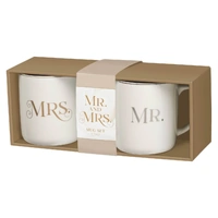 Ceramic Mug Set - Mr. & Mrs. White Ceramic (414ml)