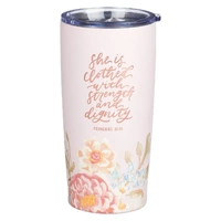 Stainless Steel Tumbler: Strength and Dignity Pink Floral