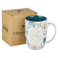 Ceramic Mug: Amazing Grace How Sweet the Sound, Blue/Purple Floral (355ml)