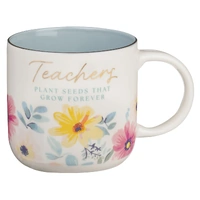 Ceramic Mug: Teachers Plant Seeds Blue Floral