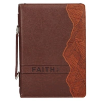 Bible Cover Brown Medium : Classic Brown Two-tone Faith Mountains Matt. 17:20