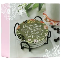 Ceramic Coaster Set of 4: Faithful Florals Assorted