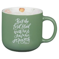 Ceramic Mug Lord Stood with Me Sage Green Floral (414 ml)