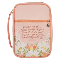 Bible Cover Large - Fashion Pink Floral Printed Trust in The Lord With All Your Heart Prov. 3:5