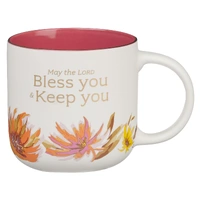 Ceramic Mug: Bless You and Keep You Coral Floral