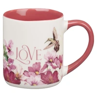 Ceramic Mug - Love Cherry Pink Hummingbird
