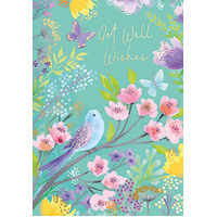 Card - Get Well Birds Blossom