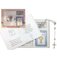 Christening Gift Set Boy - Rosary, Photo Frame & Baby Book